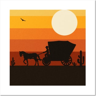 Wild Ride - Retro Vintage Sunset Sky American West Posters and Art